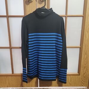 Duluth Trading Co Womens S'no Sweat Turtleneck Sweater Blue And Black Size XXL